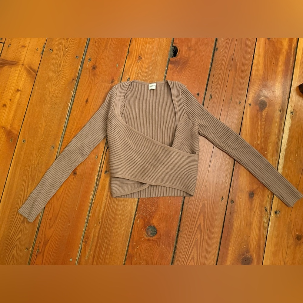 Abercrombie & Fitch Cropped Brown Ribbed Sweater